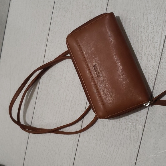 Fossil chestnut vintage wallet crossbody bag - Picture 1 of 5